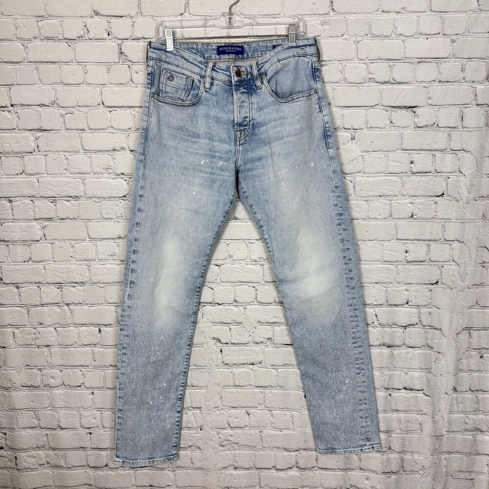 Scotch & Soda Ralston Button Fly Stretch Denim Jeans Mens 32x32  Light Blue Wash